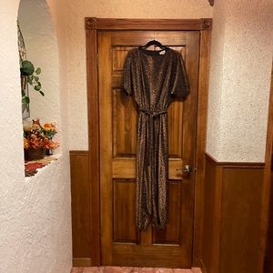Bronze metallic jumpsuit for dancing the night away